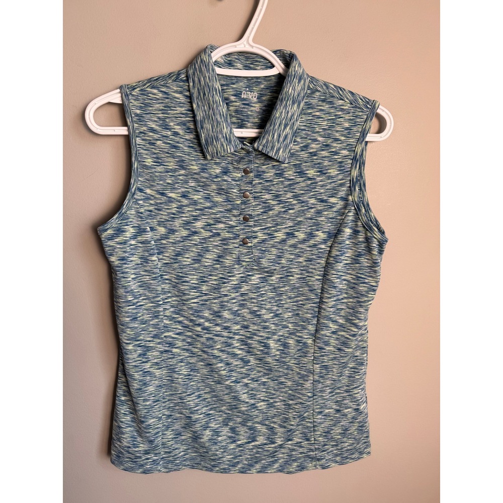 Nivo Womens Blue Space Dye Sleeveless Polo Shirt S Golf Tennis Active Sporty